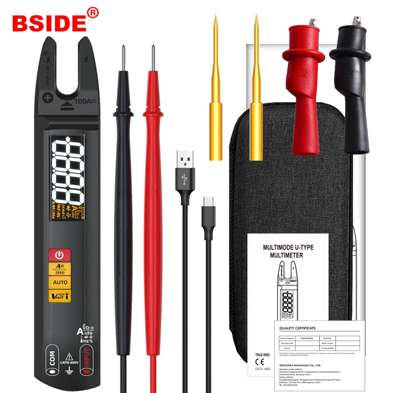 

BSIDE U1 Professional Fork Digital Clamp Meter Auto Range DC AC Ammeter multimeter 6000 Counts High Precision NCV Car Tester