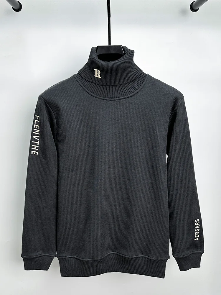 High-End Brand Luxury Men's Embroidered Sweater Autumn Winter Design New Business Casual High collar Knitted Trendy Turtleneck