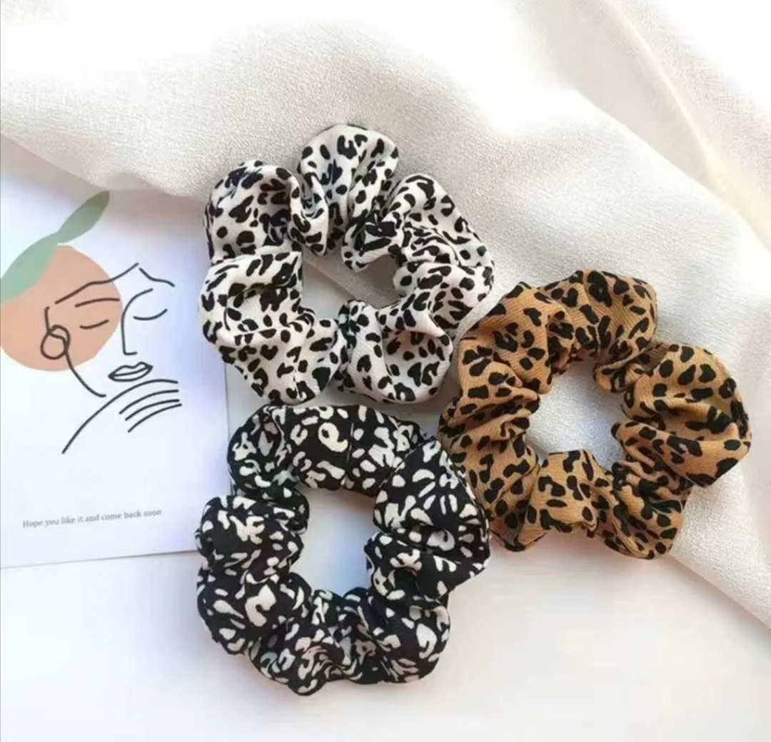 2 Stück/3 Stück Retro Leopardenmuster Dicker Stoff Haarschleife Haargummi Haaraccessoire – Detail 4