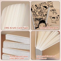 Блокнот для рисования Borrence, 58 листов, ручной блокнот для рисования, 230 г, портативная акварельная бумага, книжка-раскраска, масляная краска, гуашь, блокнот — изображение 4