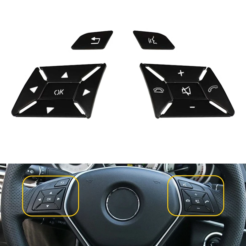 

Black Steering Wheel Button Trim For Mercedes Benz E300 E350 E400 2012-2017