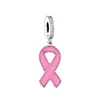 Fit Original Pan Charms Bracelet 925 Silver You Will Not Walk Alone Pink Ribbon Breast Cancer Flip Flop Bead For Making Berloque 3