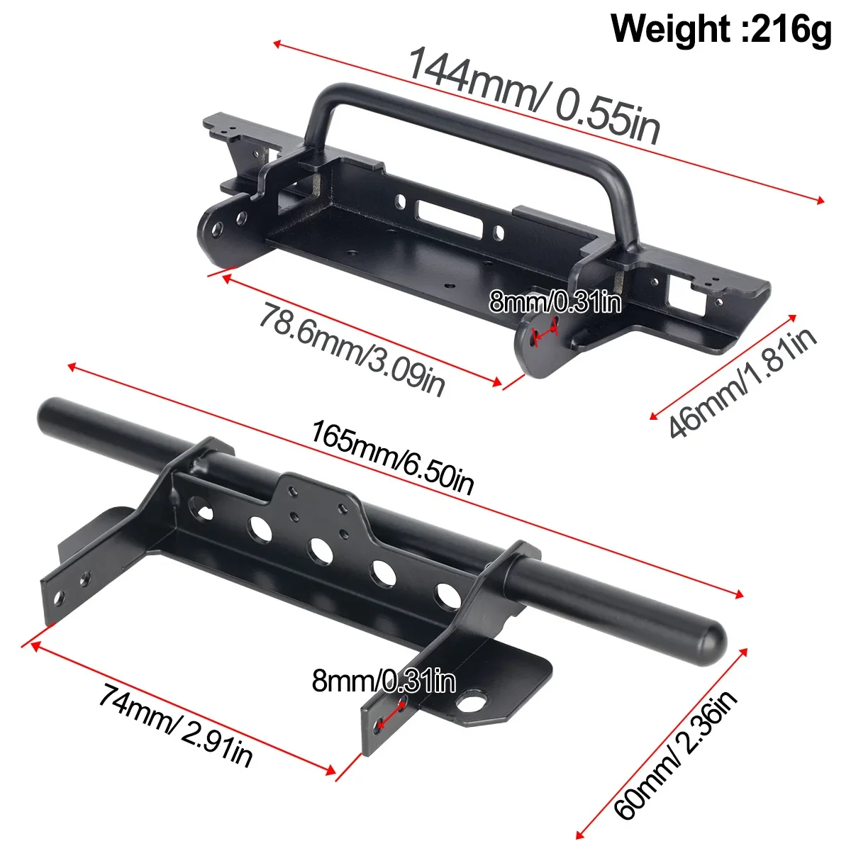 Premium Metal Front and Rear Bumper
