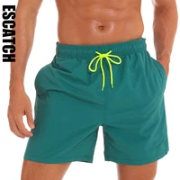 ESCATCH Summer Swimming Shorts Men Nylon Quickly Dry Bañador Hombres Short Solid Color Beach Pants Swimwear Surfing Sportswear