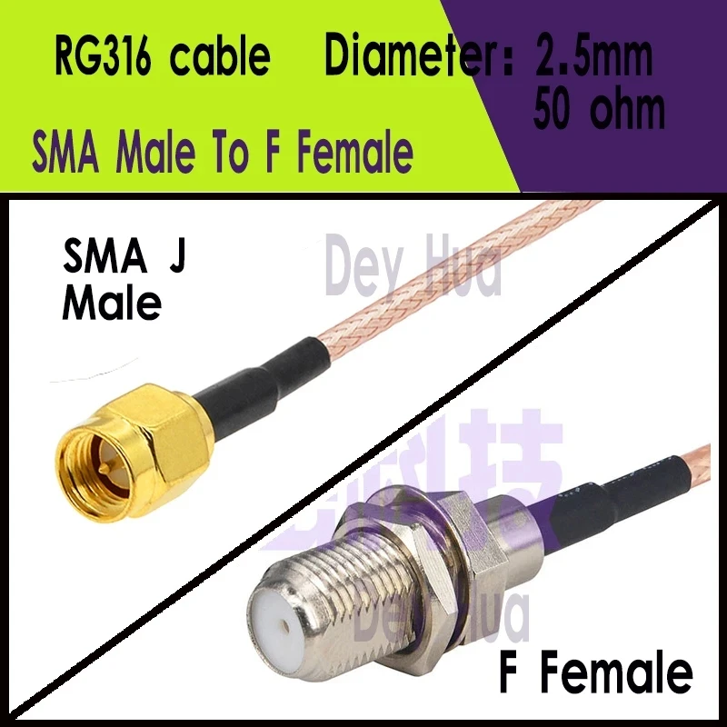 SMAJ – connecteur RF RG316 15CM 20CM 25CM, SMA mâle à F femelle, haute fréquence
