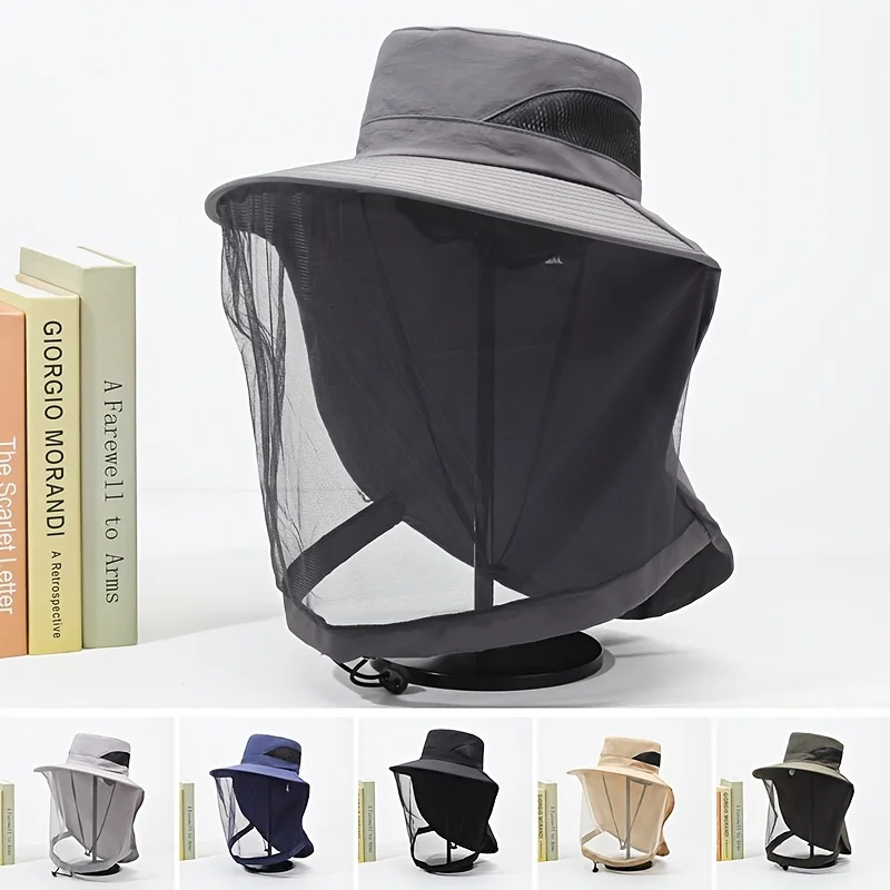 Men's and women's outdoor mosquito and insect repellent hats fishing hats sun hats for climbing wide-brimmed hats sunshade sun hat