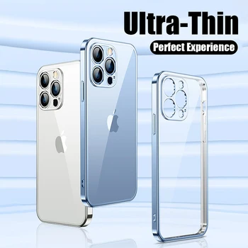 Luxury Clear Case For iPhone 14 13 12 11 15 Pro Max Mini Square Soft Silicone X XR XS Max 8 7 Plus Transparent Back Cover Case - Image 6