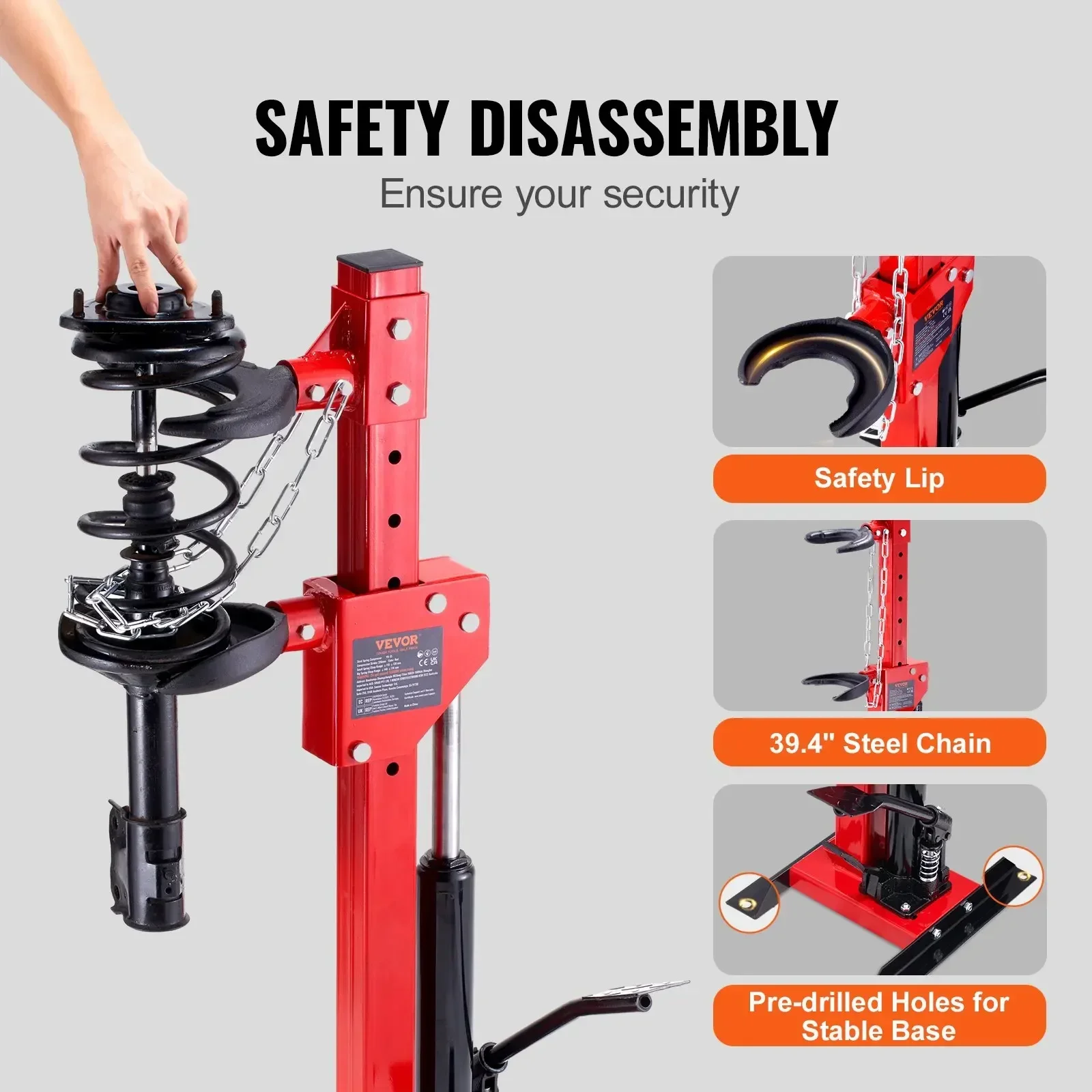 VEVOR Strut Spring Compressor 4.5 Ton / 9920 LBS Hydraulic Jack 1 Ton Rated Compression Force Auto Strut Coil Spring Compressor 5
