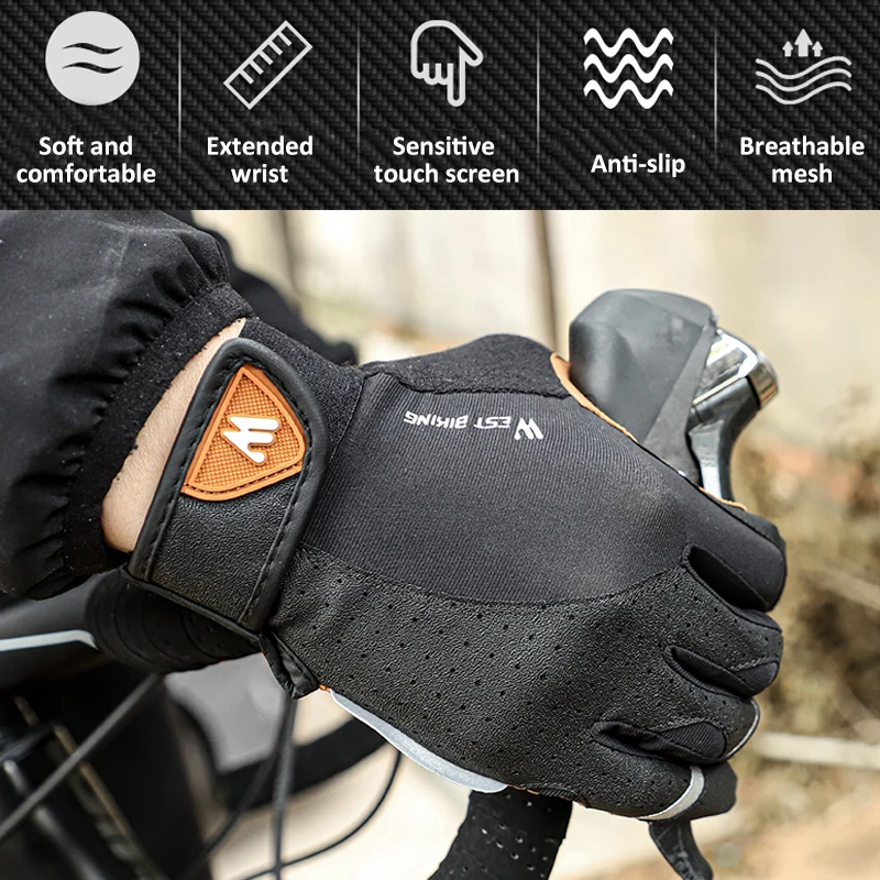 WEST RADFAHREN Radfahren Handschuhe Atmungsaktive Voll Finger Handschuhe MTB Fahrrad Sport Handschuhe Männer Frauen Frühling Herbst Gym Motorrad Handschuhe – Detail 15
