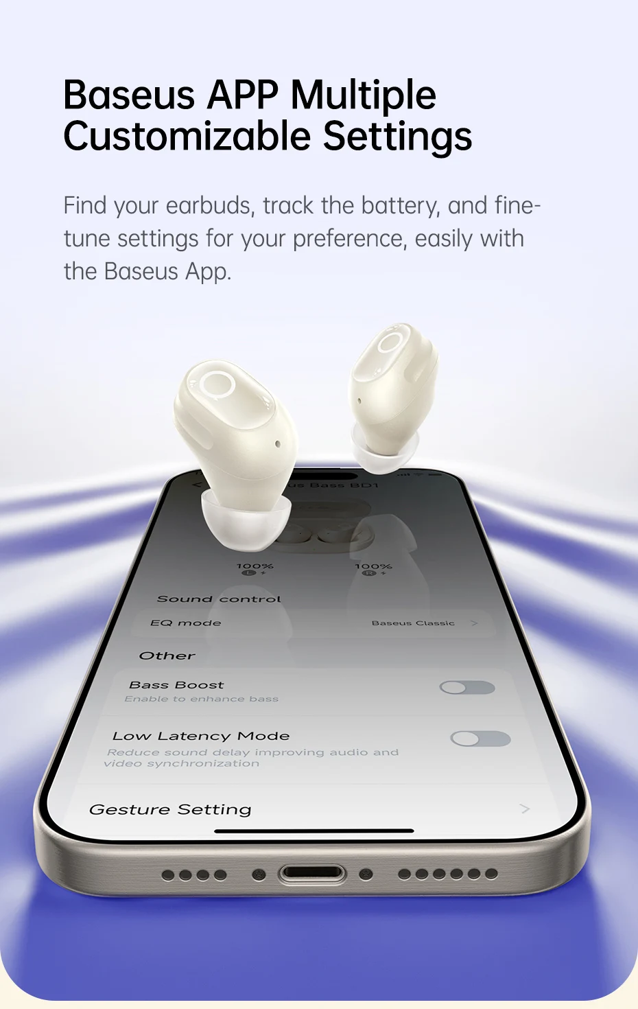 Bass BD1 Wireless Earphones Bluetooth 5.4 Earbuds Sports Earbuds HIFI Sound Head