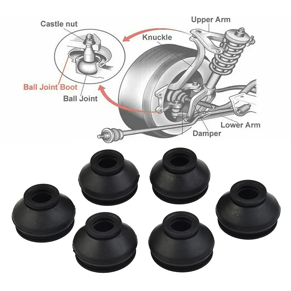 Car Rubber Tie Rod End Ball Joint Dust Boots-Cover Universal Car Suspension Steering Ball Joint Track Tie Turn Rods End 6Pcs,car suspension parts