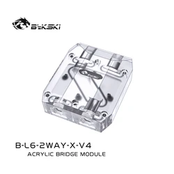 BYKSKI-Conectores acrílicos para tarjeta GPU SLI, Multi tarjeta de vídeo, puente/módulo de Terminal, B-L6-2WAY-X-V4 de refrigeración por agua