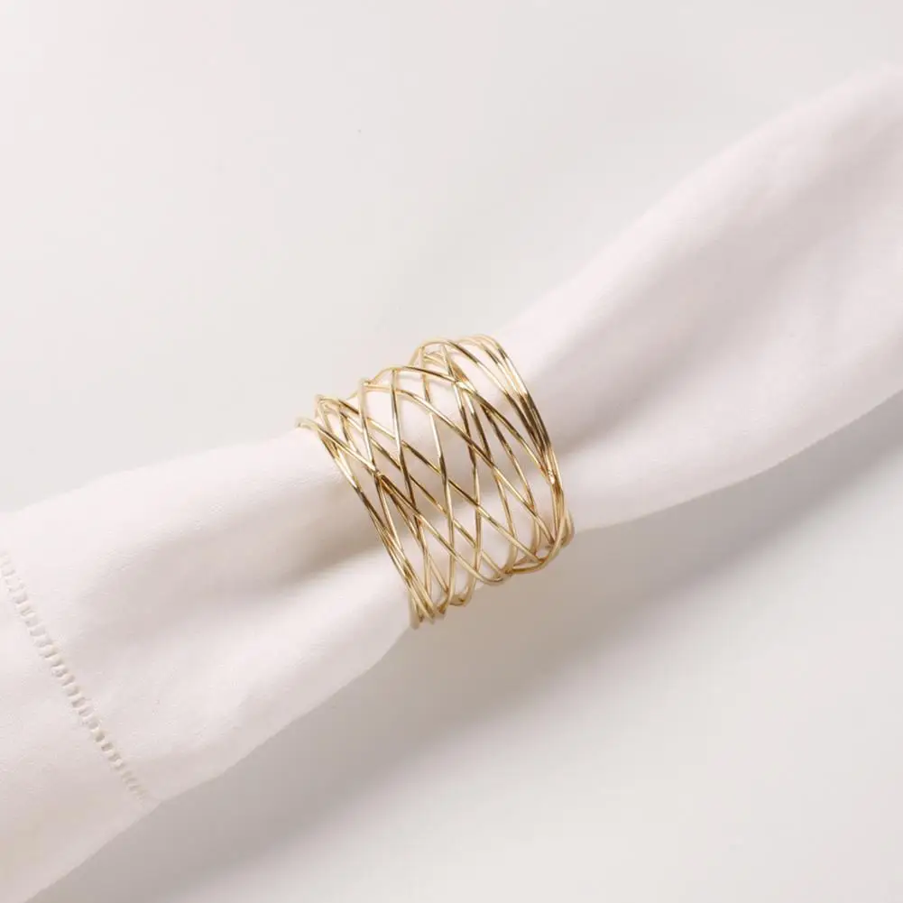

Electroplated Napkin Rings Elegant Metal Napkin Rings for Wedding Party Restaurant Table Decoration Set of 6 Golden Wire Winding