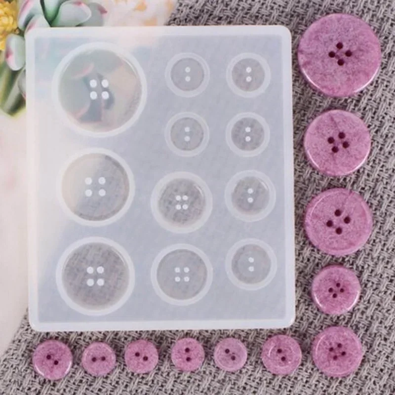 Silicone mold button mold DIY Silicone Mold Resin Button DIY Handmade Resin Mold with Hole Pendant Button Non-stick Art Decor Cake Baking Tools