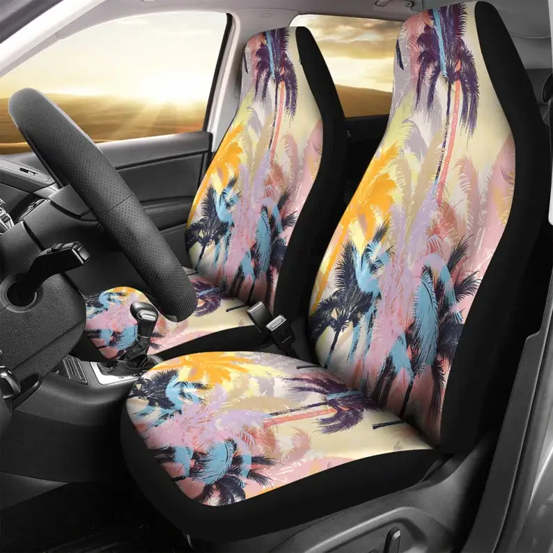 

Palm Trees Car Seat Covers, Custom Made Cover Car Lover Gifts Tropical Car Accessories