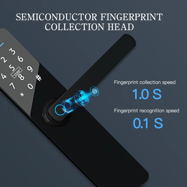 PHIPULO Tuya Electronic Smart Door Lock With Biometric Fingerprint / Smart Card / Password / Key Unlock/ USB Emergency Charge 2