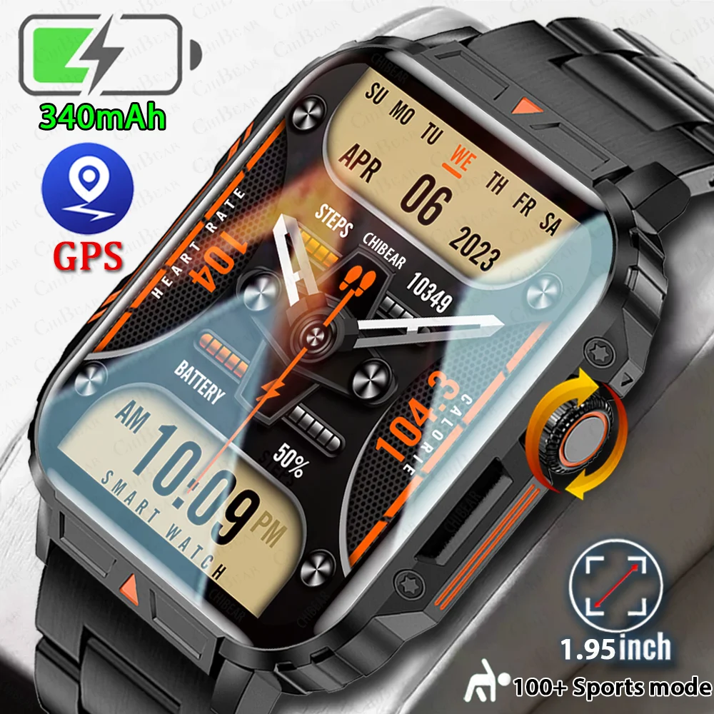 Smartwatch Gps Schermo Da 1.95 Pollici Monitoraggio Della Salute Orologi Ip68 Impermeabile Sport Fitness Smart Watch Per Uomo Donna Reloj Hombre