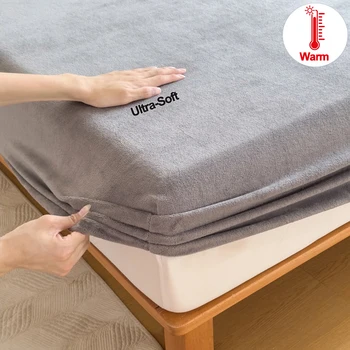 Winter & Autumn Ultra-Soft Flannel Bed Fitted Sheet 1Piece– Warm Bed Cover, Hypoallergenic, Fade-Resistant, Machine Washable 1
