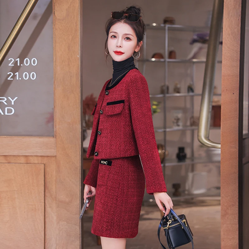 [Nuovo] 2024 Autunno Xiaoxiang Moda Piccolo Cappotto Gonna A-line Corto Due Pezzi Set con 20 Capelli_voghion.com