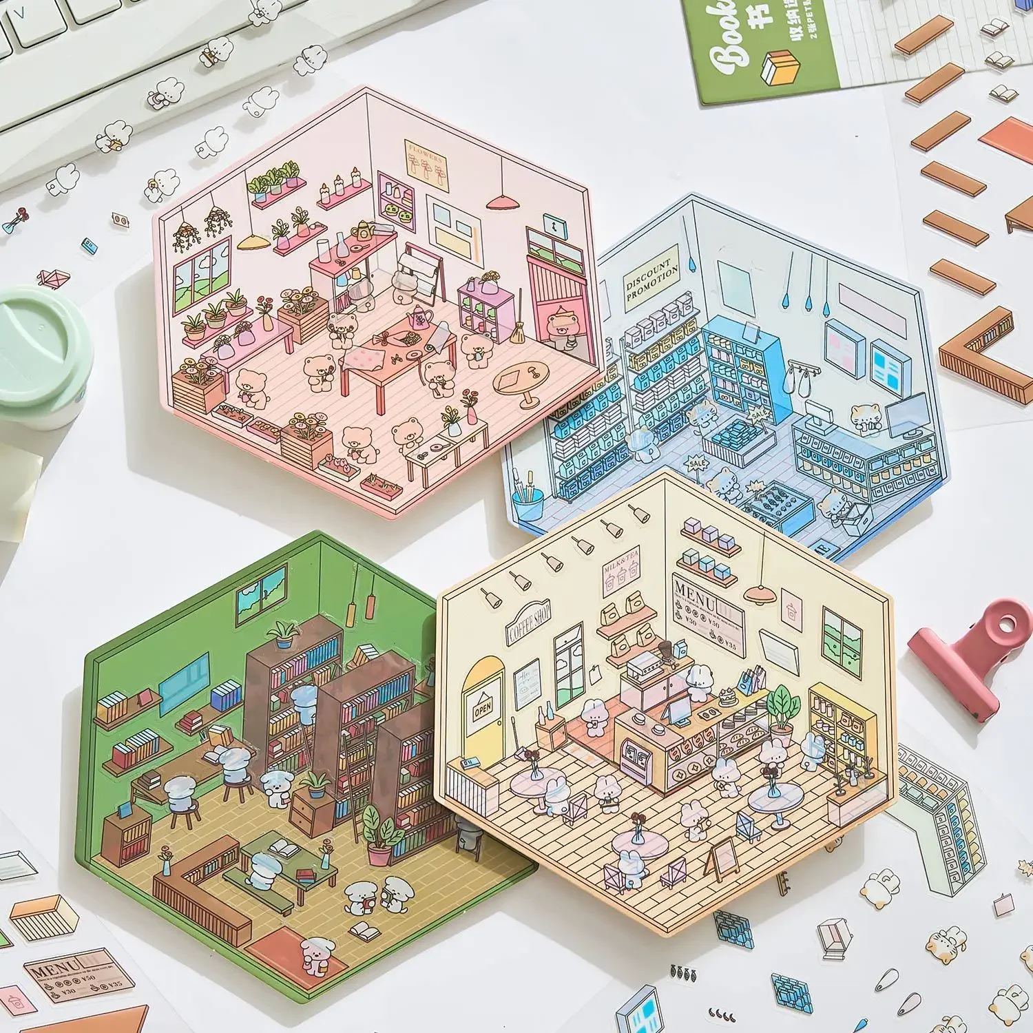 DIY Cute Capybara Animal 3D Landscaping Stickers Miniature Scene Cabin Scene Stacking Pasting Hand Account Gift for Kid Child cartoon stickers,decorative stickers,self adhesive stickers,custom stickers,stationery stickers,paper stickers,adhesive stickers,decorative labels stickers,animal stickers,cartoon sticker