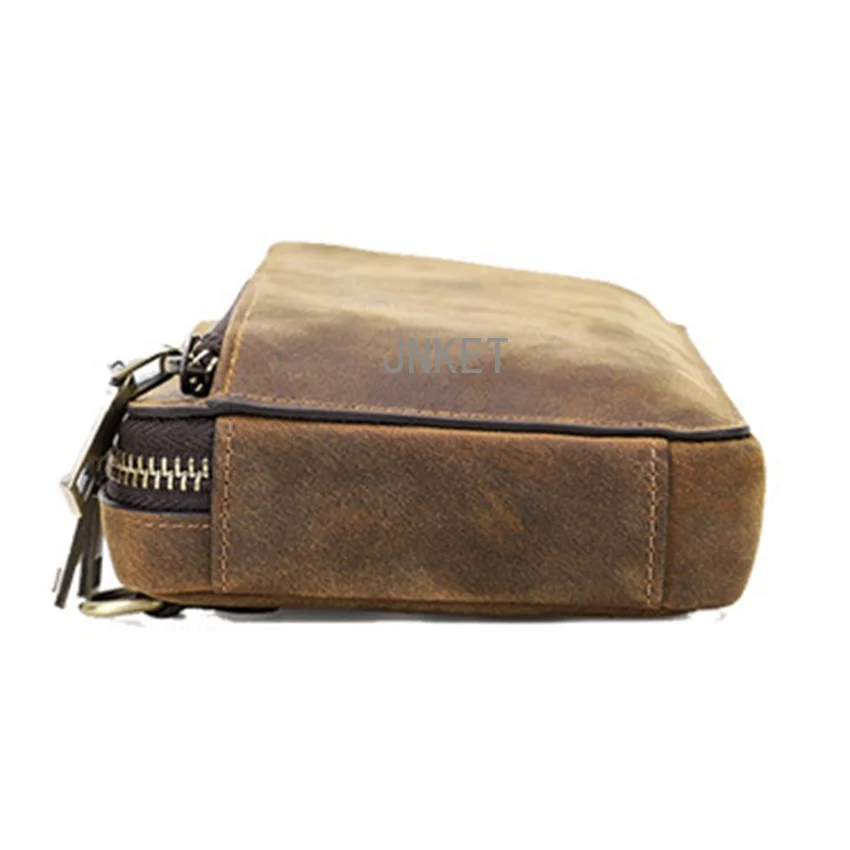 Men's Mobile Phone Bag Cow Leather Waist Bag Mini Shoulder Bag Casual Crossbody Bag Sling Ba