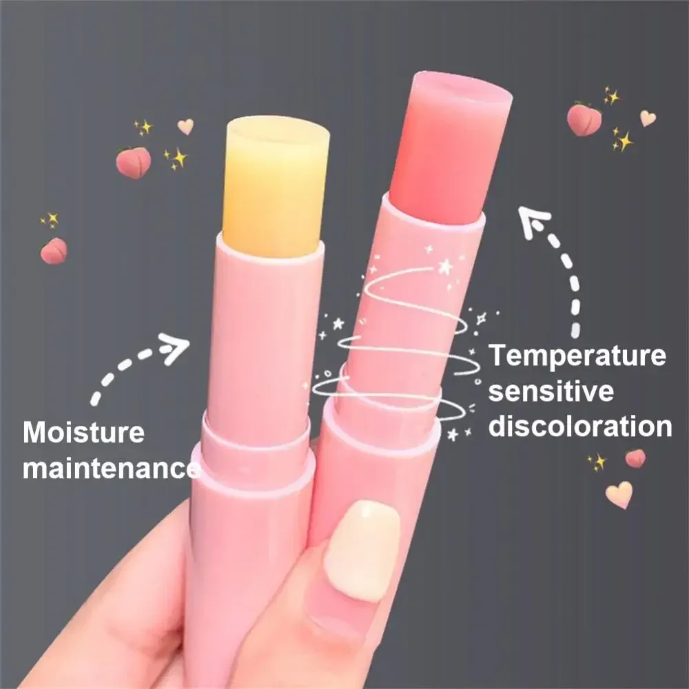 Natural Peach Lip Balm Temperature Change Color Lipstick Moisturizing Hydrates Long-lasting Lip Care Tools Make Up Cosmetics lip balm,lip makeup
