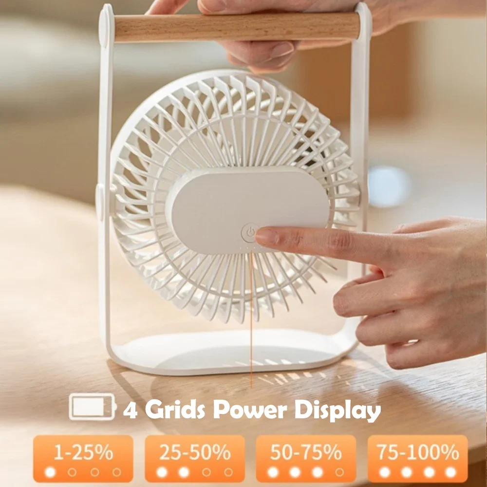 3000mAh Rechargeable Desk Fan Personal Portable Quiet 4 Speeds Adjustable Mini Table Desktop Fan for Cooling Home Office