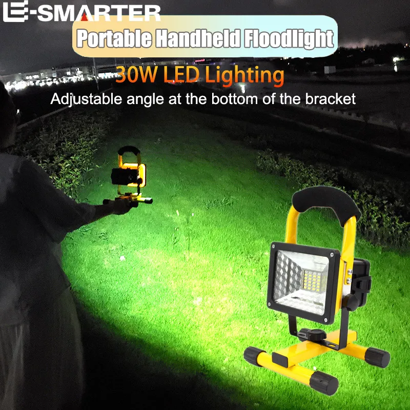 30W/60W LED Portable Rechargeable Floodlight Waterproof Spotlight Battery Powered Searchlight Outdoor Work Lamp Camping Lantern led flashlight camping lights camping lamp led work light work light