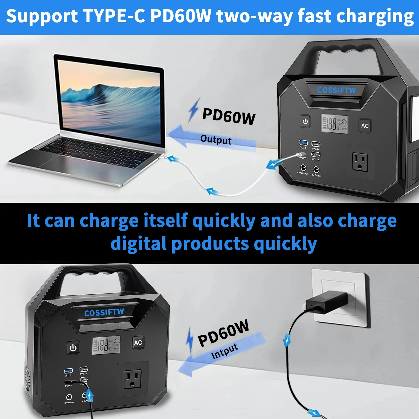 COSSIFTW Car Starter Battery Charger Jumper 10000A Peak 12V Jump Start Battery Pack for ALL Car Truck Portable Truck Jump Box