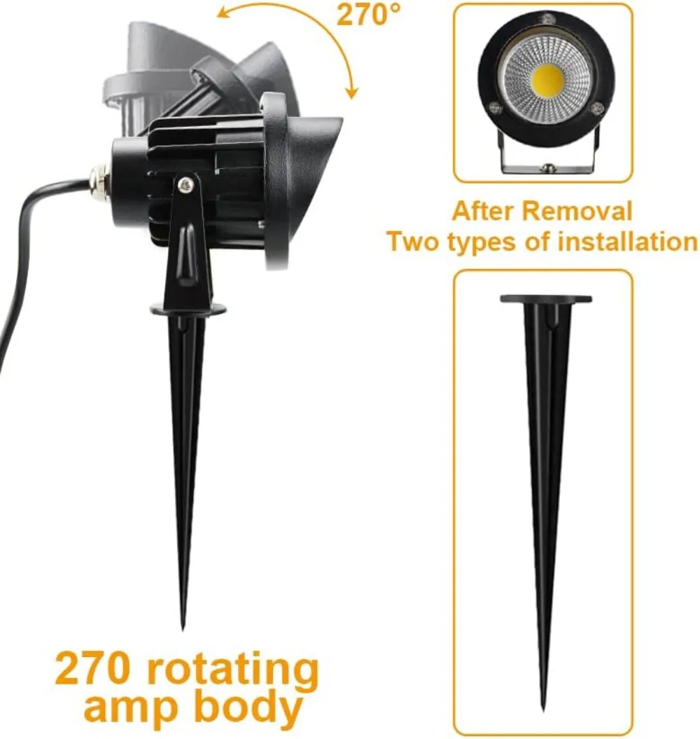LED Landscape Lights, 10W 120V Outdoor Landscape Lighting with Ground Spike, 3000K Warm White, IP65 Waterproof Outdoor Spotlight