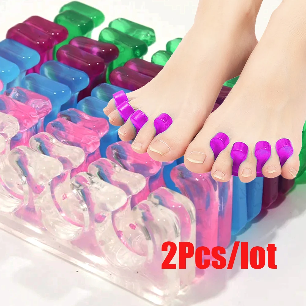 Finger Toe Separators 2Pcs Summer Soft Silicone Flexible Nail Separator 5-Colors