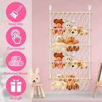 Stuffed Toy Storage Hammock 4-Layer Large Capacity Stuffed Storage Mesh Holder Hand-Woven Cotton Rope Hanging Organizer Washable 2