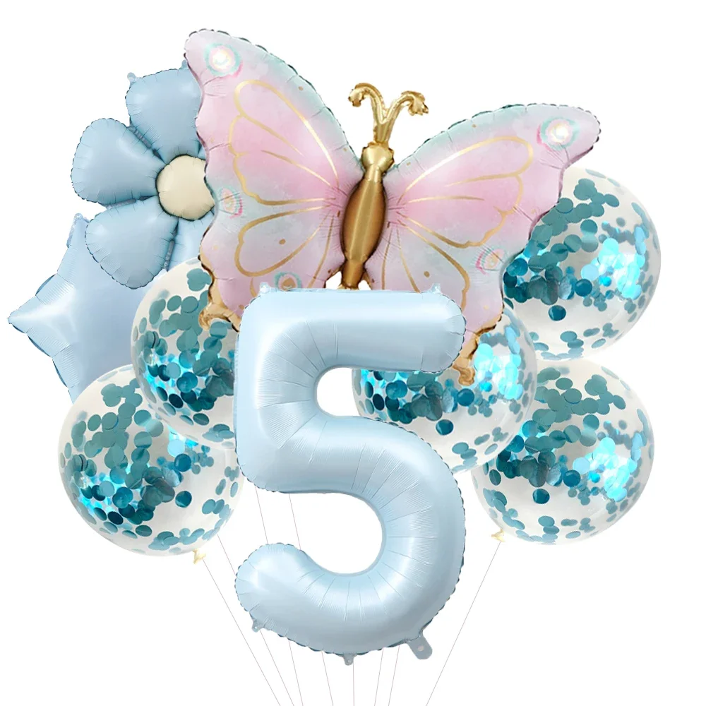 Pink Butterfly Foil Balloons for 5th Birthday Party Décor