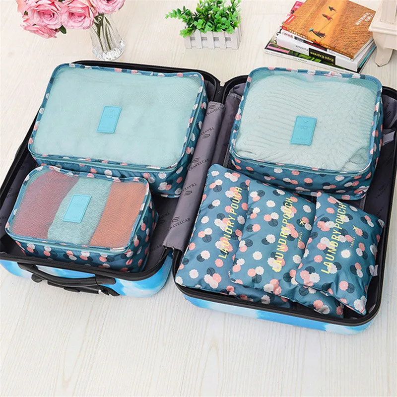 

6 Pieces Set Travel Organizer Storage Bags Suitcase Portable Luggage Organizer Clothes Shoe Tidy Pouch Packing Storage Cases