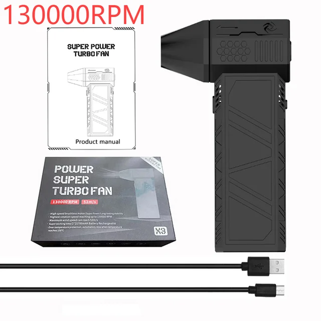 New Turbo Violent Fan X3 Turbo Jet Fan Handheld Brushless Motor 130,000