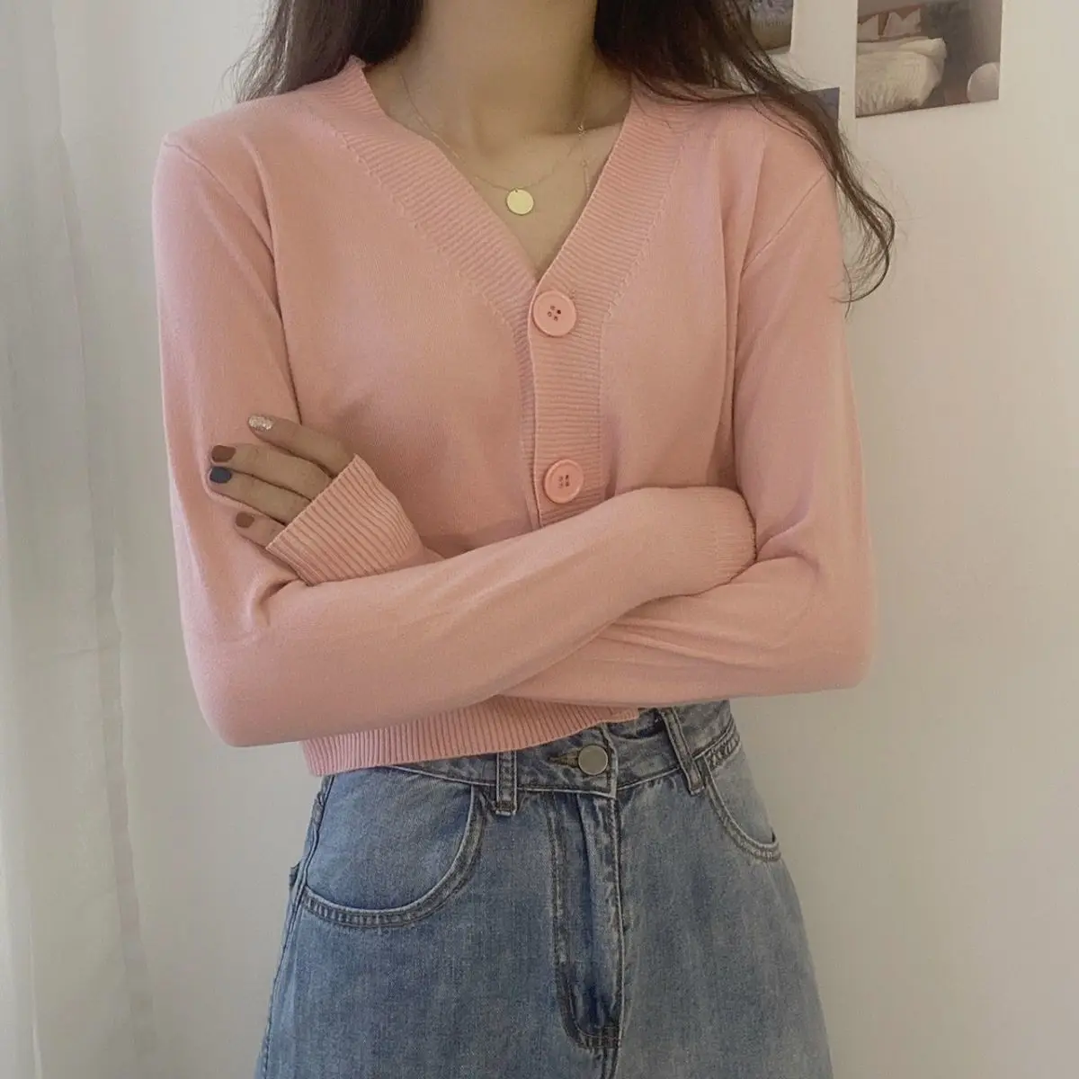 Thin Knitted Cardigan Summer Sweet Casual Women's Clothing Trend 2024 Basic Korean Long Sleeved  Sweater Macaron Solid All-match