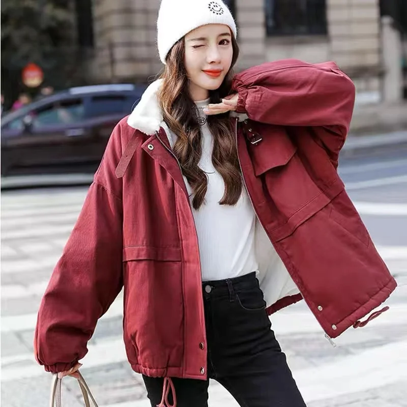 Lamb Wool Jacket For Women In Autumn And Winter Plush And Thickened 2024 New Korean Loose And Versatile Cotton Jacket Commuting