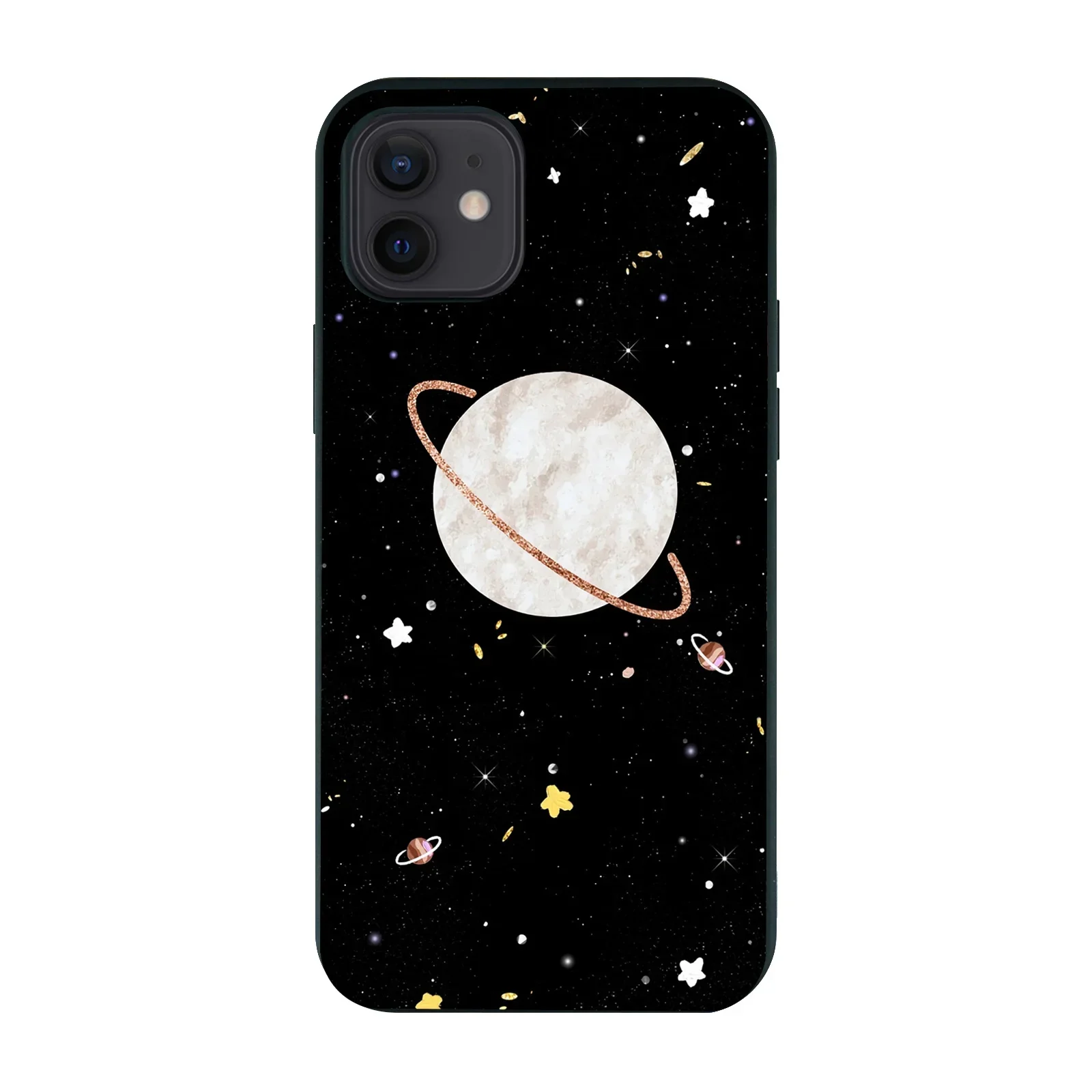 Moon Astronaut Cartoon Black Soft Silicone Phone Case Cover
