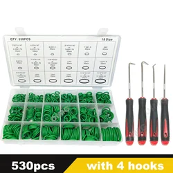 Versatile Rubber O-Ring Seal Kit for Air Conditioning, Plumbing, and Repair - 18 Assorted Sizes, 530/270pcs (530pcs with hooks)