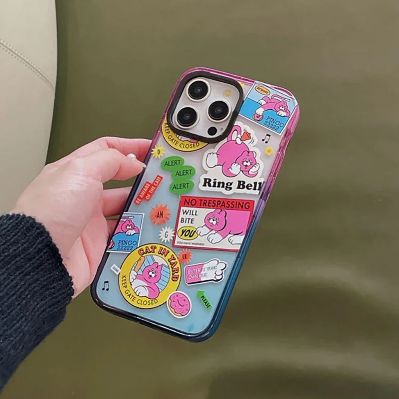 

Cartoon Cat 2.0 Acrylic Colorful Border Phone Case Cover for IPhone 11 12 13 14 15 Pro Max Case for IPhone 15 Pro Max