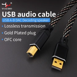 YYAUDIO HIFI USB OTG cable usB TypeA to B USB Cable 6N OFc Type c to BAudio Cable Decoder DAc sound card A-B Shield UsB cable