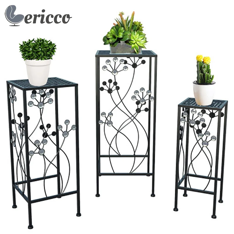 

GERICCO 3 PCS Metal Plant Stands Plant Shelves Flower Pot Holder Shelf Indoor Nordic Planter Display Shelving Balcony Furniture