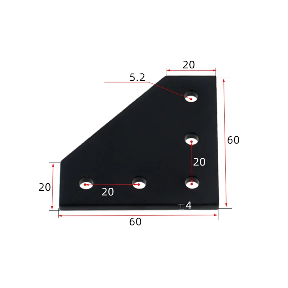 1pc 5 Hole Joint Board Plate Corner Angle Bracket Connection Joint Strip 90 Degree For Aluminum Profile Black/Silver