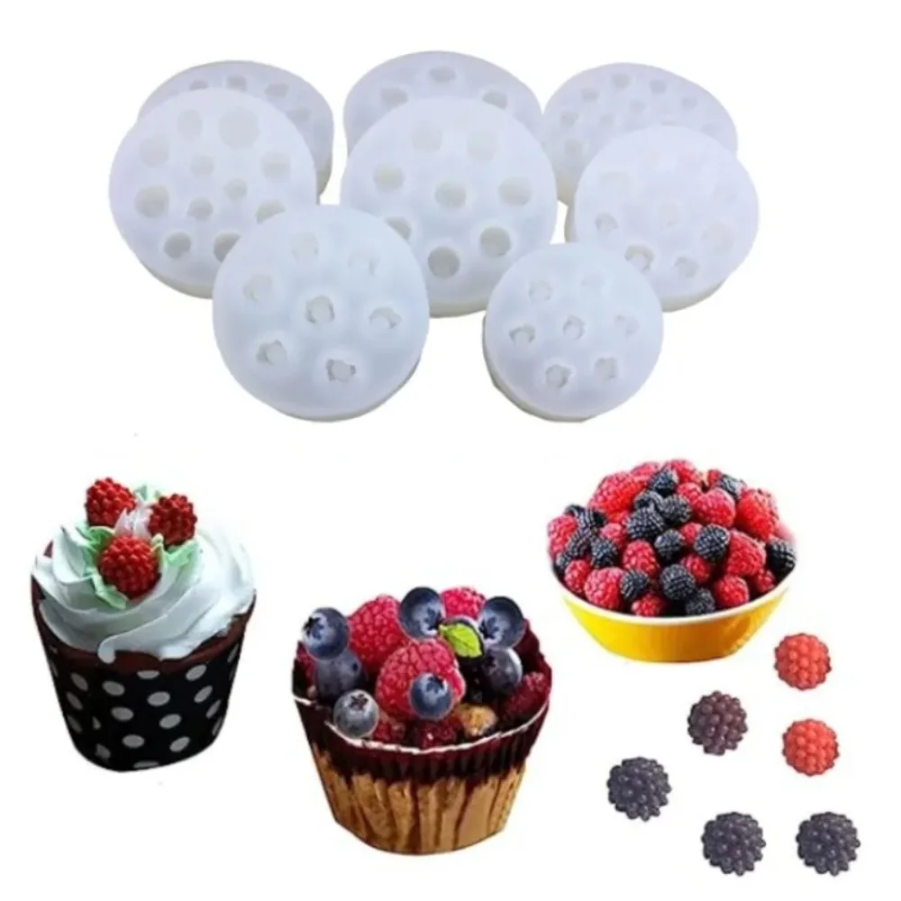 New Simulation Fruit Candle Silicone Mold 3D Blueberry Raspberry Shaped Fondant Mould DIY Chocolate Baking Mold Cake Decor Tool
