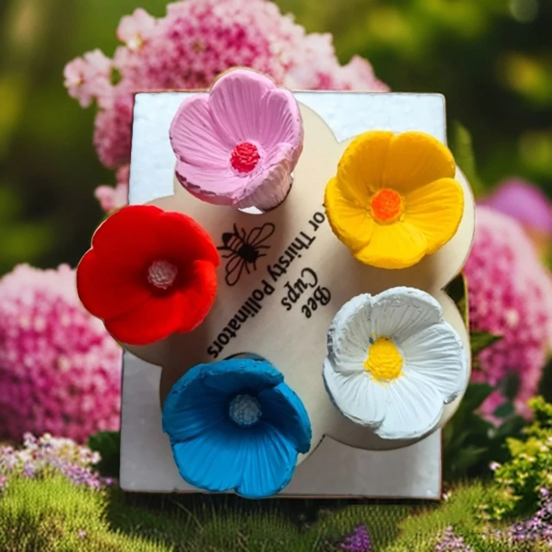 5Pcs Bee Insect Drinking Cup Resin Flower For Beekeeping