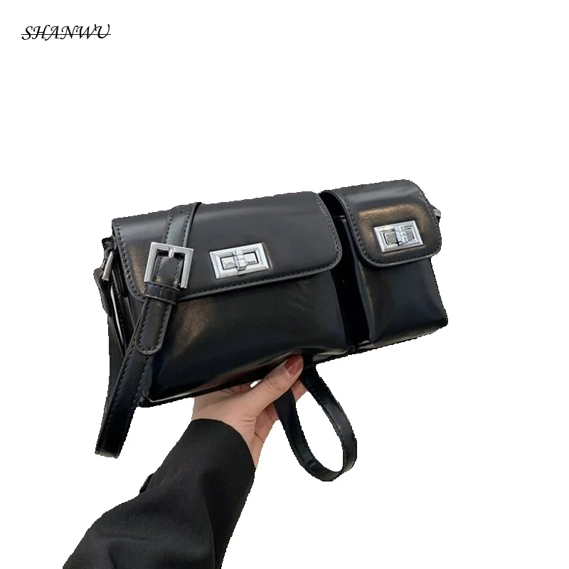 

Women‘’s 2024 Summer Party Banquet PU Handbag Versatile Bright Face Double Pocket Casual Internet Red Crossbody Women's Bag