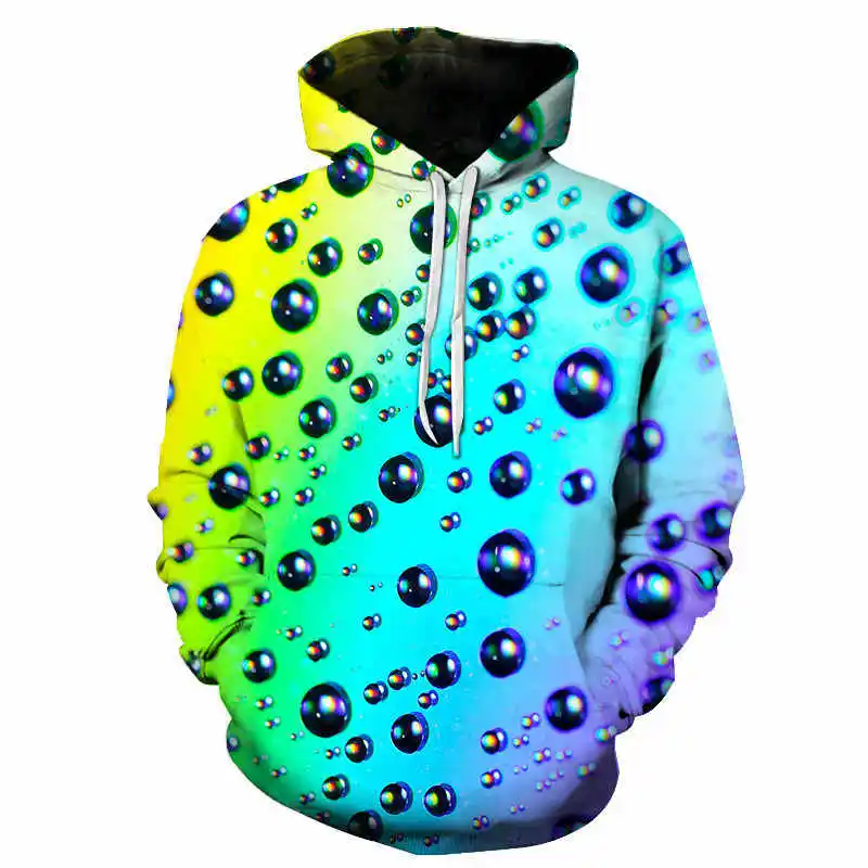 Water droplets 3D printing Harajuku boy hooded girl fashion casual street wear long-sleeved pullover sweatshirt top
