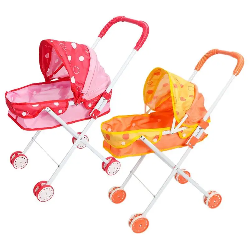 

Adjustable Doll Light Stroller Pretend Play Furniture Multifunctional Doll Accessories Soft Foldable Pushchair Toy For Girls