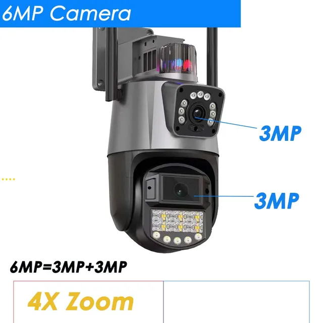 9MP WiFi Camera Outdoor Three Lens Dual Screen 8X Zoom Security Camera