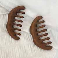 1Pc Natural Sandalwood Comb Wide Tooth Hair Comb Scraping Comb Scalp Massage Hair Comb Anti-static Hair Comb Suitable for All Hair Types - Image 4